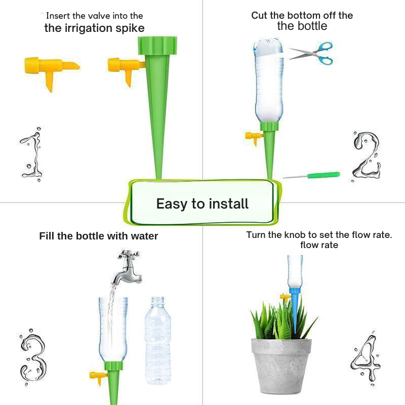Sistema de rega para plantas: Rega fácil e sem preocupações (x6)