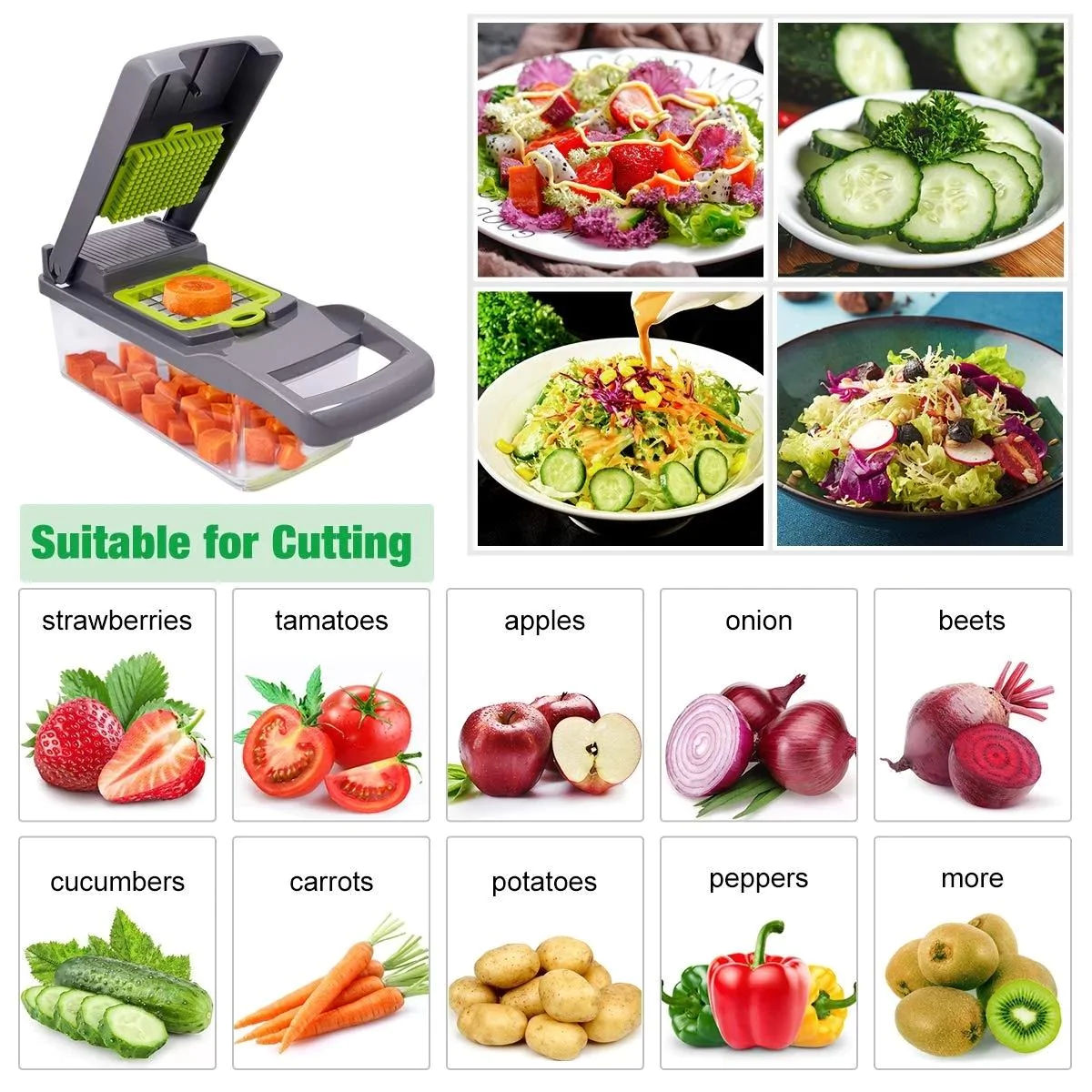Corte frutas e legumes rapidamente, sem esforço